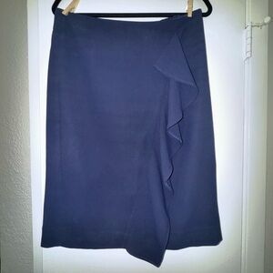 J. Crew Navy Pencil Skirt with Ruffle